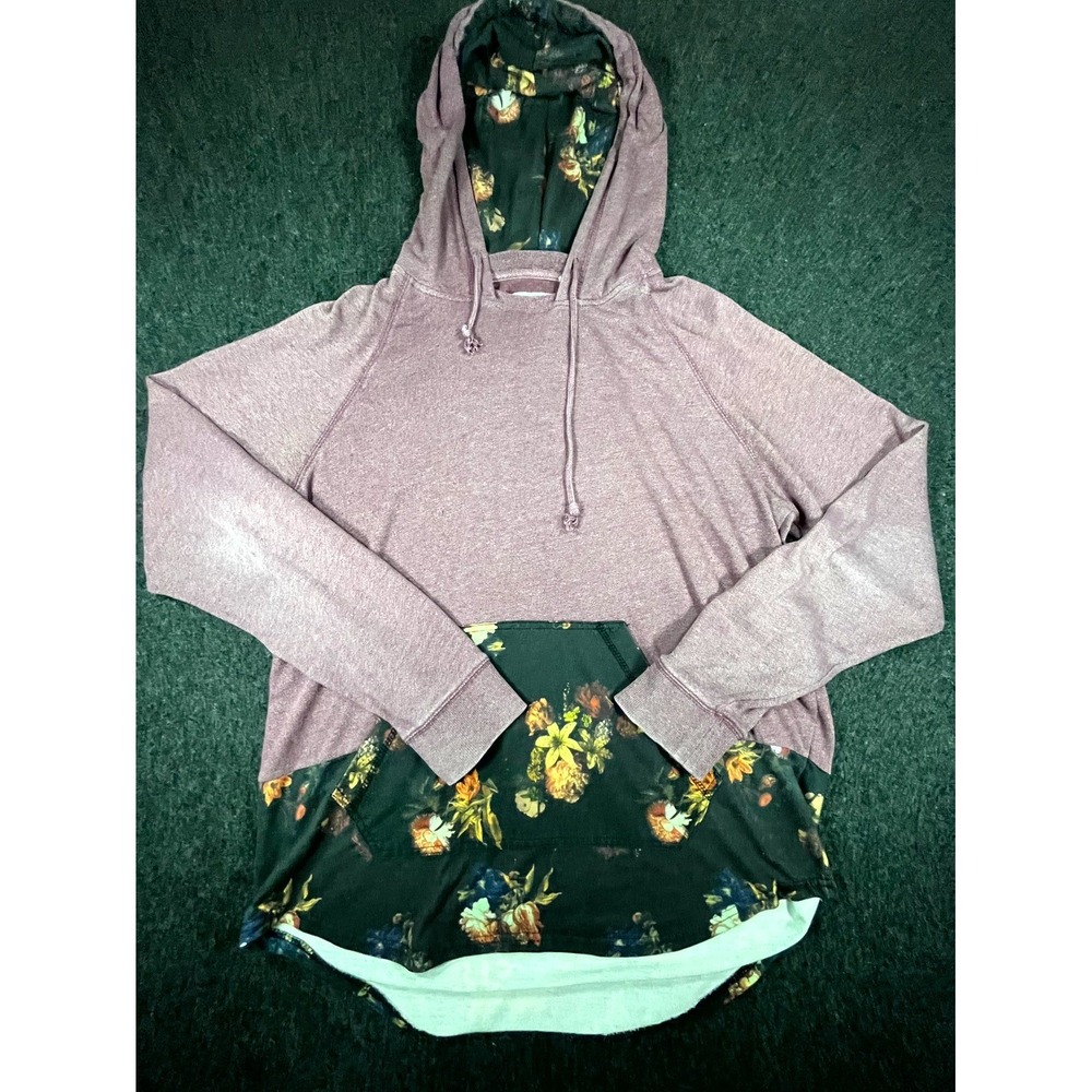 On The Byas Hoodie Boys XL Mauve Floral Drawstring Long Sleeve Raglan Sleeve